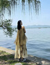 西兒新中式國風氣質仙女度假沙灘長裙網(wǎng)紗拼接扎染假兩件掛脖連衣裙夏 圖片色 L 曬單實拍圖