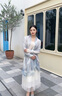 吳蠶里（WUCANLI）羊絨圍巾披肩女外搭春夏2025新款薄款空調房戒指絨絲巾高級感 腰果花-霧霾藍  【200*75cm】 純羊絨 曬單實拍圖
