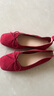ZHR單鞋女法式芭蕾風(fēng)軟平底豆豆女鞋氣質(zhì)絨面套腳船鞋女 CV09 紅  36 曬單實(shí)拍圖