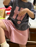 ASK JUNIOR女童2025夏裝兒童運動套裝小童短袖短褲兩件套 粉色  110  曬單實拍圖