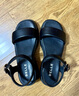百麗（Belle）簡約一字帶涼鞋女商場款粗跟休閑涼鞋A9D1DBL4 黑色 36 (230mm) 曬單實(shí)拍圖