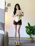妃希瑤休閑褲女裝夏季2025新款韓版時尚復(fù)古減齡小個子牛仔短褲兩件套裝 上衣+短褲 M 曬單實拍圖