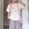 LDBE毛絨刺繡小狗短袖t恤女2025夏季新款寬松圓領半袖甜美百搭上衣潮 杏色 L 【115-135斤】 曬單實拍圖