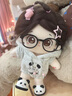 若兮松餅棉花娃娃女娃20cm有骨帶衣服可換裝公仔女生日七夕節(jié)禮物女孩 年年裸娃+小狗衛(wèi)衣熊貓鞋眼鏡 有骨架 曬單實(shí)拍圖