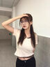 爾山集杏色修身顯瘦短款假兩件短袖t恤女2025夏季設(shè)計(jì)感上衣打底衫方領(lǐng) 杏色假兩件短袖 L (98-109斤) 曬單實(shí)拍圖