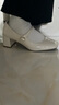 TOOMANYSHOES 【明星同款】 榛子蛋糕新款瑪麗珍鞋淑女復古粗跟小皮鞋婚鞋女鞋 白色 38 曬單實(shí)拍圖