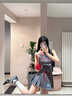 萬(wàn)欣兒夏季新款少女感減齡時(shí)尚設計條紋綁帶背心圓領(lǐng)高腰半身裙套裝女 上衣+裙子 M M 建議155-170c90-110斤 曬單實(shí)拍圖