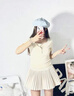 FREDRICAL韓版純欲風(fēng)ins碎花蕾絲假兩件短袖t恤女新款修身顯瘦辣妹短款上衣 杏色 S 70-90斤 曬單實(shí)拍圖