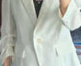 朗姿醋酸法式設(shè)計感氣質(zhì)西服外套女夏季新款設(shè)計感休閑西裝 米白色 M 曬單實拍圖