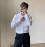 長(zhǎng)袖襯衫男高檔桑蠶絲商務(wù)職業(yè)襯衣秋裝免燙易打理公務(wù)員面試正裝 白色 41 曬單實(shí)拍圖