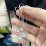 百年老鳳祥貓眼石純銀耳線女流蘇耳墜適合夏天的耳環(huán)2025新款感耳 白金色貓眼石耳線 曬單實拍圖