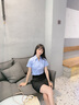 紫魅俏彈力V領(lǐng)職業(yè)襯衫女短袖夏季氣質(zhì)工作服上衣工裝套裝半袖粉色襯衣 粉色襯衫 M 曬單實拍圖