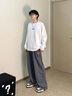 森馬（Semir）長(zhǎng)袖T恤男重磅寬松打底上衣撞色字母印花情侶裝秋季內(nèi)搭外穿 本白10101 M 曬單實(shí)拍圖