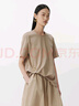 JNBY/江南布衣25夏新品T恤女簡(jiǎn)約捏褶短袖圓領(lǐng)金屬裝飾5P4110750 269/綠卡其 M 曬單實(shí)拍圖