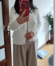 她享針織衫女V領(lǐng)鏤空針織開(kāi)衫休閑百搭毛衣空調(diào)衫上衣T141Z1677 曬單實(shí)拍圖