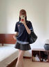 佐敘美式復(fù)古假兩件POLO領(lǐng)短袖t恤女夏季新款刺繡學(xué)院風(fēng)寬松顯瘦上衣 藏青色 M （95-110斤） 曬單實(shí)拍圖