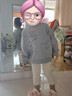允兒媽女童秋季日系卡通刺繡衛衣寶寶春秋純棉套頭衫兒童新款上衣 花灰色 現貨 100 模特試穿 曬單實(shí)拍圖