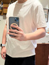 莫代爾棉男短袖T恤純棉體恤簡約夏薄款基礎(chǔ)純色全棉圓領(lǐng)打底衫上衣 白色 L 110-130斤 曬單實(shí)拍圖