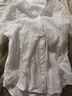 皮爾卡丹（pierre cardin）短袖襯衫女夏季新款v領(lǐng)刺繡鏤空中袖洋氣襯衣時(shí)尚百搭上衣 白色 XL 建議113-123斤 曬單實(shí)拍圖