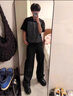 迪伽達(dá)美式復(fù)古高街t恤男女字母短袖男夏季oversize情侶休閑半袖上衣男 MCWP-SC106黑色 XL 曬單實(shí)拍圖