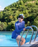 TOSWIMTOSWIM泳衣女分體短袖游泳衣防曬遮肚顯瘦溫泉海邊度假?zèng)_浪服泳裝 藍(lán)夜之艦【送價(jià)值139浴巾一條】 M 曬單實(shí)拍圖