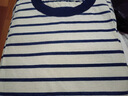 旅途原品ltyp 樹(shù)上羊y絨木棉天然棉條紋T恤 25新款半包短袖上衣女春 杏底藏藍條 L 曬單實(shí)拍圖
