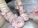 FNKM精品軟萌貓爪原創(chuàng  )洛麗塔ita鞋子可愛(ài)女童蝴蝶結中跟甜美lo單高端 淡粉色 37 曬單實(shí)拍圖