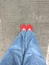 TOOMANYSHOES 霓虹街道小白鞋運動(dòng)跑鞋紅色德訓鞋復古休閑鞋女鞋 紅色【拍大一碼】 36 曬單實(shí)拍圖