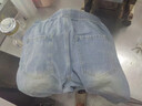 貓人牛仔短褲男夏季潮牌復古直筒美式高街寬松褲子潮流百搭休閑五分褲 D352淺藍 L 曬單實(shí)拍圖
