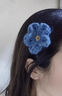 初享（CHUXIANG）2025新款藍色針織毛線(xiàn)花朵發(fā)夾可愛(ài)側邊夾劉海夾秋冬感碎發(fā)夾 毛線(xiàn)鉤針花夾-藍色B00-101 曬單實(shí)拍圖