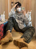 安初夏牛仔褲男士春秋新款美式高街伐木迷彩寬松直筒工裝潮牌長(cháng)褲子男 5120迷彩色 XL 建議130-140斤 曬單實(shí)拍圖