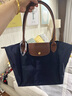 瓏驤（LONGCHAMP）新品 女士中號長柄可折疊手提單肩購物袋餃子包托特包女包 2605 089 P68 海軍藍(lán) 曬單實拍圖