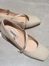 73Hours女鞋栗子蛋糕2024秋季新款氣質(zhì)方頭粗跟瑪麗珍鞋高跟單鞋 米白 36 曬單實(shí)拍圖