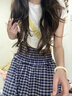 貞喜氣小眾設計感兩穿半身裙女新款抹胸背心裙法式a字傘裙藍色格子裙子 L碼 曬單實(shí)拍圖