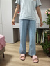 OEHE女童天絲牛仔褲夏季薄款兒童褲子中大童女孩闊腿直筒冰絲長(cháng)褲 藍色 170 cm 曬單實(shí)拍圖
