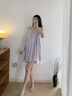 MOXTOC性感掛脖吊帶睡裙夏季薄款可愛(ài)無(wú)袖蓬蓬裙純欲高級感睡裙 淺紫色(家居服） 均碼 （建議130斤以?xún)龋?曬單實(shí)拍圖