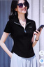 VHLK輕奢潮牌女裝短袖t恤女2025新款修身時(shí)尚拉鏈立領(lǐng)純棉polo上衣t恤 黑色 M 95-105斤 曬單實(shí)拍圖