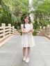 哈羅小黃鴨HAL.DUCK女童夏季連衣裙2025新款中大童時(shí)尚洋氣休閑長(cháng)裙女孩甜美公主裙子 白色 120 cm 曬單實(shí)拍圖