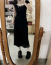 皓娥 法式黑色方領(lǐng)假兩件連衣裙女夏季設(shè)計高級感氣質(zhì)收腰顯瘦長裙子 【假兩件-黑色】 L 曬單實拍圖