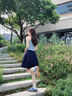 燦圖 日系藏青色半身裙女夏季薄款高腰顯瘦a字短裙小個子休閑五分裙子 藏青色 常規(guī) M 曬單實拍圖