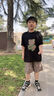 G.DUCKKIDS兒童裝中大男童夏裝套裝2025新款男孩休閑短袖運動時髦痞帥氣潮酷 黑色 150 cm 曬單實拍圖