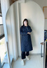 波司登（BOSIDENG）2025新款輕薄90鵝絨服女長款小香風菱格襯衫領保暖外套B250134188 暮色深藍|5995 S 160/84A 體重約100-110斤 曬單實拍圖