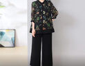 珂源羊媽媽夏裝兩件套裝2024新款中老年人春夏小衫奶奶衣服女 綠花 2XL  曬單實拍圖