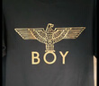 BOY LONDON【金翼鎖鏈】短袖時(shí)尚潮流情侶款男女同款涼感T恤N01918 黑印金 XL 曬單實(shí)拍圖