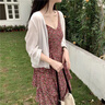 黛芮婷寬松花邊雪紡防曬衣女2025夏新款薄沙灘開衫外套小個(gè)女上衣短外套 白色 S 曬單實(shí)拍圖
