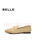 百麗（Belle）氣質(zhì)簡(jiǎn)約牛皮便士樂(lè )福女款質(zhì)感通勤軟底樂(lè )福鞋B2606AA5 黃色 37 (235mm) 曬單實(shí)拍圖