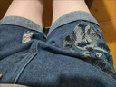 浪莎（LangSha）松緊腰破洞牛仔短褲女夏季新款高腰寬松直筒休閑復古刺繡卷邊褲子 01大貓咪刺繡 XL 29【建議110-120斤】 曬單實拍圖