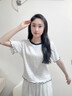 佐敘褶皺感波浪花邊圓領(lǐng)短袖女2025夏新款撞色獨(dú)特顯瘦百搭短款T恤女 白色 S （85-100斤） 曬單實(shí)拍圖