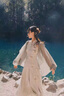 RUIQIUER新中式連衣裙女夏季新款女裝溫婉印花無袖掛脖旗袍中長款套裝裙子 開衫+裙子 M 曬單實拍圖