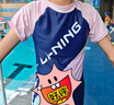 李寧（LI-NING）兒童泳衣女童連體沖浪服舒適速干游泳沙灘溫泉泳裝007 藍粉 160  曬單實(shí)拍圖